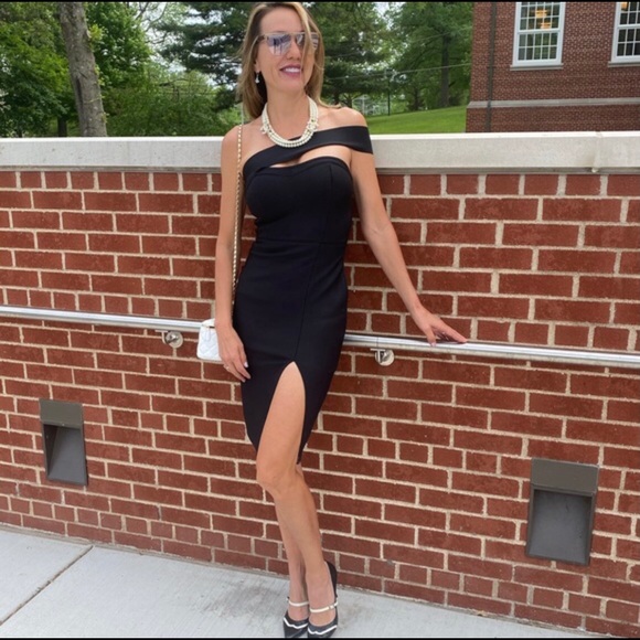 Bandage Asymmetrical Midi Dress Black - Picture 14 of 15